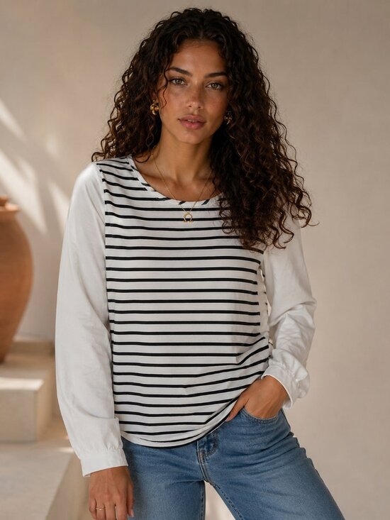 Old Navy Tops - OLD NAVY Color Block Striped Tunic Top L Zipper Back Long Sleeve Blouse Shirt